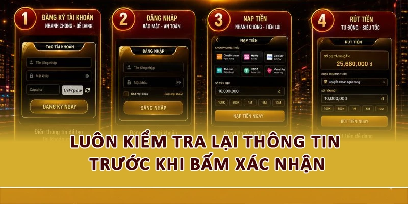 Luôn kiểm tra lại thông tin trước khi bấm xác nhận